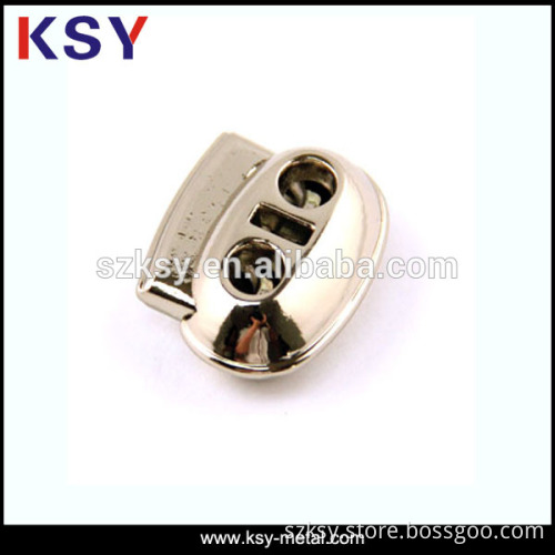 Shiny nickel 2-hole metal cord stopper